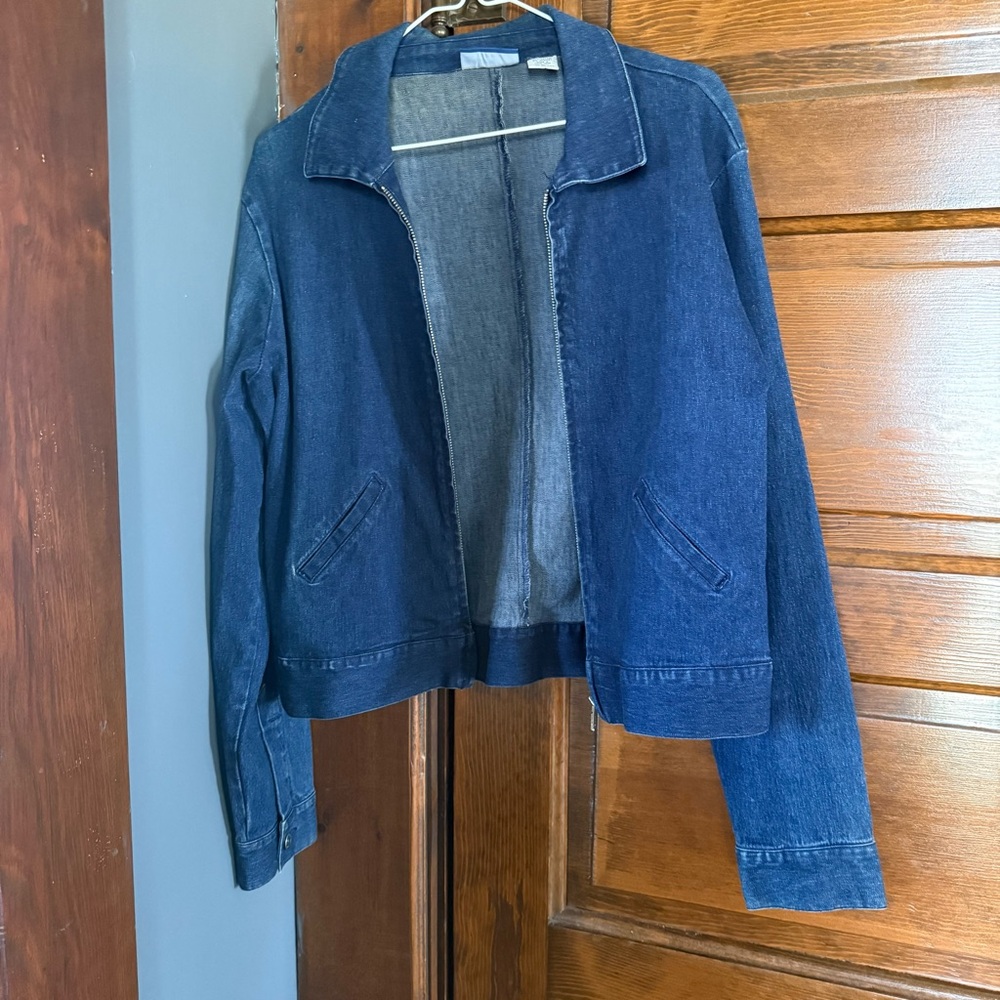 Vintage Express Bleus Classic Dark Denim Jacket - Womens Jean Jacket size Large
